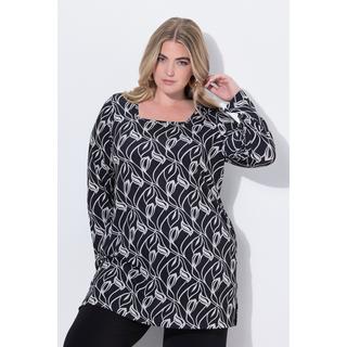 Ulla Popken Maglia lunga A-line scollo rettangolare maniche lunghe  