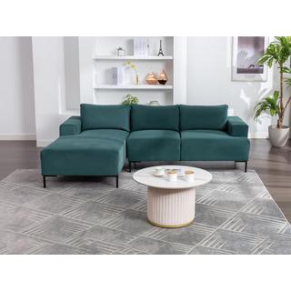 Vente-unique Ecksofa - Ecke links - Samt - Grün - MADALENI  