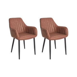 Beliani Lot de 2 chaises de salle à manger en Cuir PU Rustique WELLSTON  