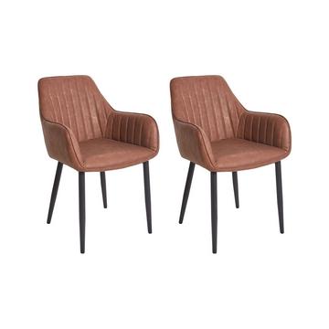 Lot de 2 chaises de salle à manger en Cuir PU Rustique WELLSTON