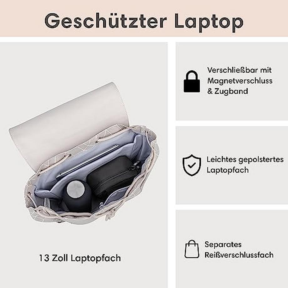 Only-bags.store Ida Kleiner gemusterter Rucksack mit Laptopfach  