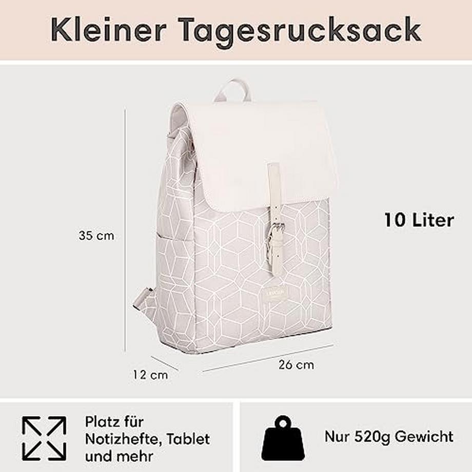 Only-bags.store Ida Kleiner gemusterter Rucksack mit Laptopfach  