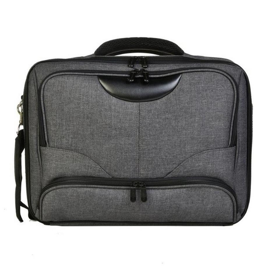 Dermata Lederwaren Polycanvas Laptop Aktenmappe Grau  