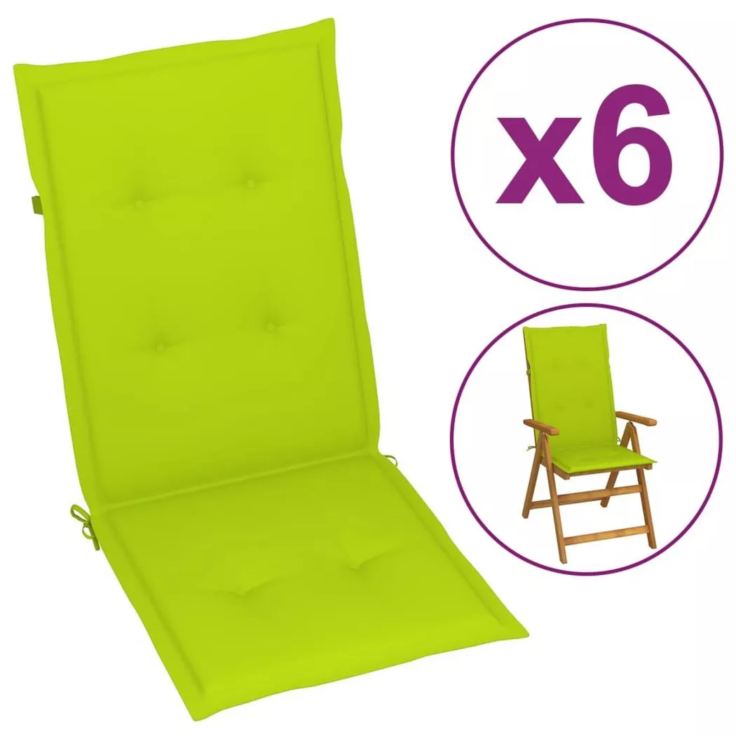 VidaXL - Coussins de chaise de jardin 6 pcs 120x50x3 cm, One Size, Vert
