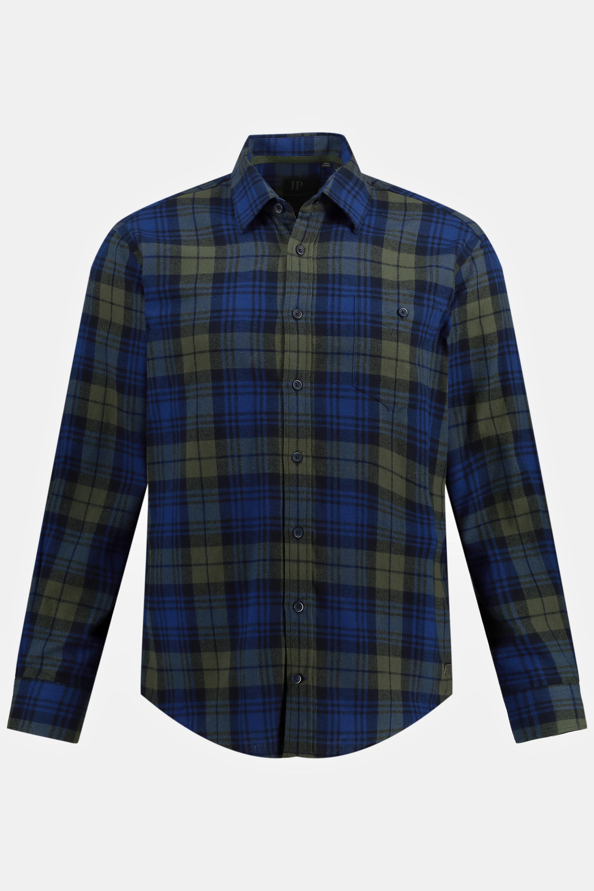 JP1880  Karohemd, Langarm, Flanell, Buttondown-Kragen, Modern Fit, bis  8XL 