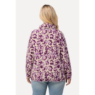 Ulla Popken  Felpa con design floreale, colletto alto e maniche lunghe raglan 