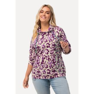 Ulla Popken  Felpa con design floreale, colletto alto e maniche lunghe raglan 