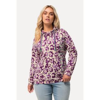 Ulla Popken  Felpa con design floreale, colletto alto e maniche lunghe raglan 