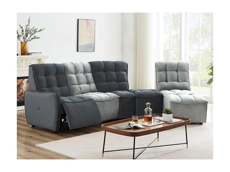 Vente-unique Ecksofa mit Relaxfunktion ALFORD Verstellbar Samt  