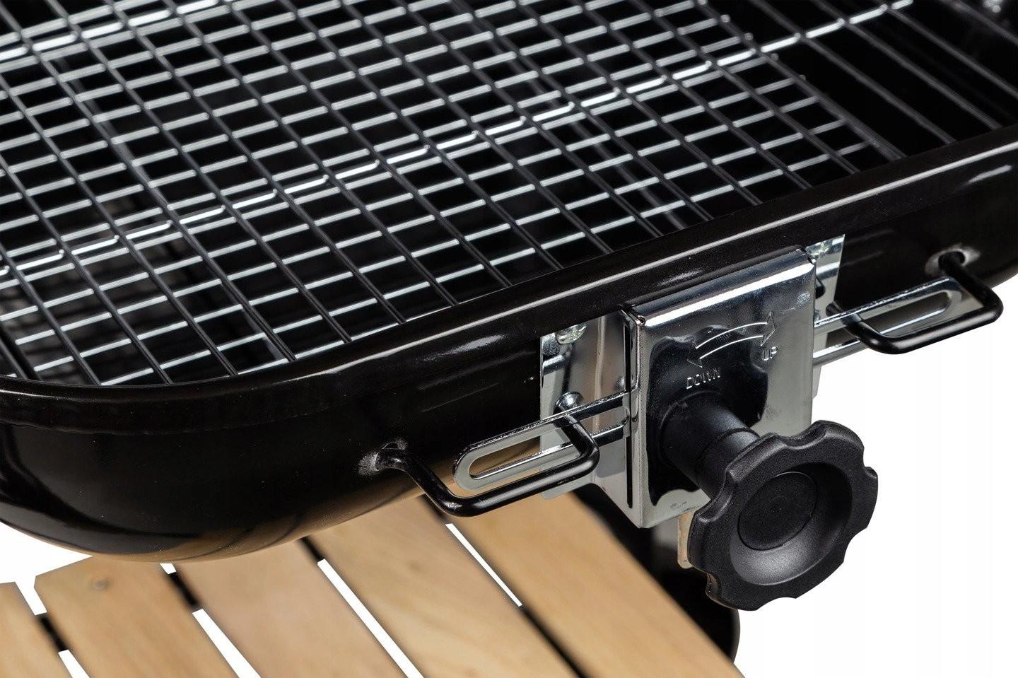 B2X Großer Gartengrill mit verstellbarem Rost, Holzregale  