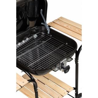 B2X Großer Gartengrill mit verstellbarem Rost, Holzregale  
