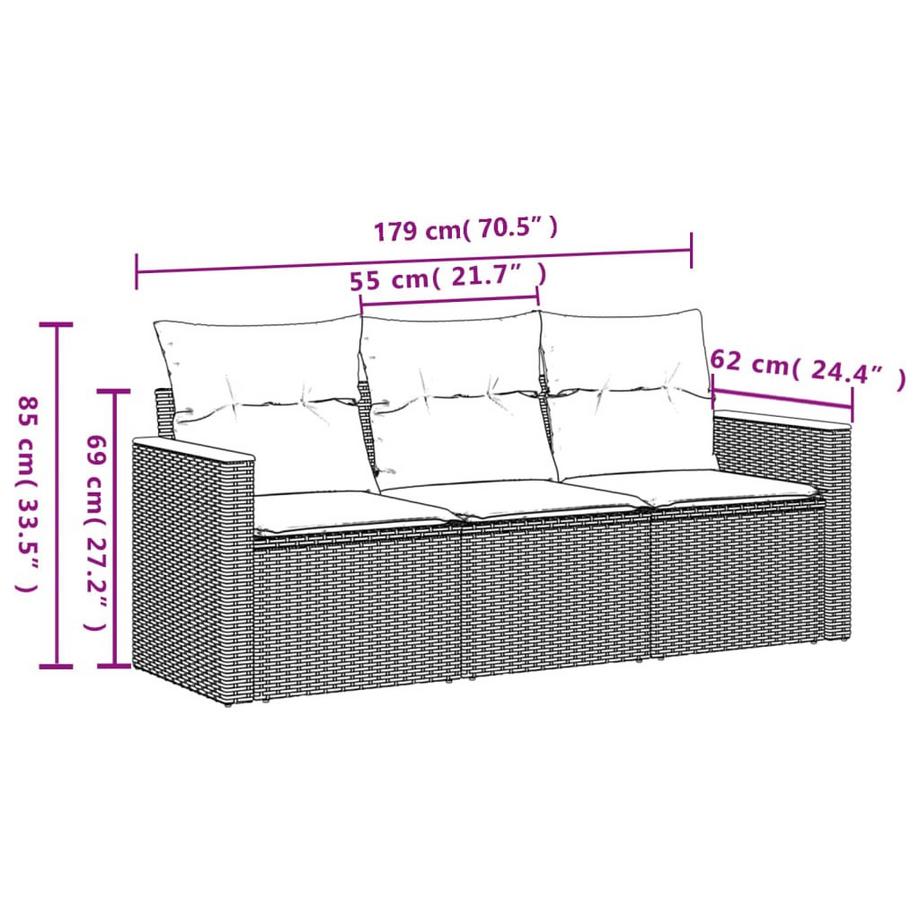 VidaXL Ensemble de canapés de jardin rotin synthétique  