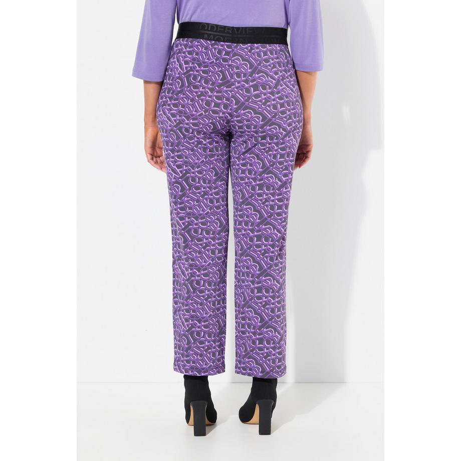 Ulla Popken Sienna Gamba Slim Stampa Grafica Pantaloni  