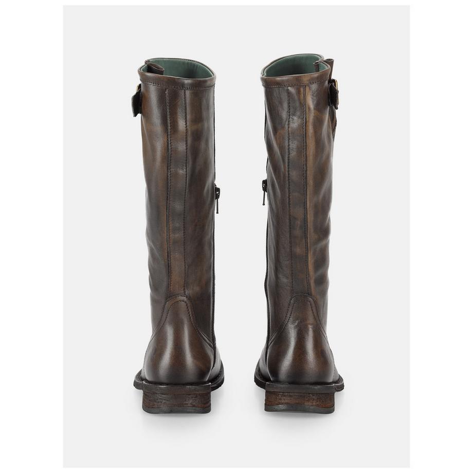 Felmini Wide Fit Hohe Stiefel mit Seitlichem Reissverschluss und Schnalle  