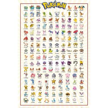 Poster - Roulé et filmé - Pokemon - Pokemon Kanto 151