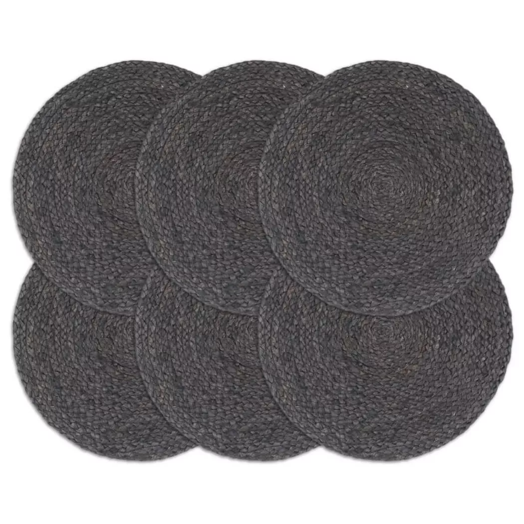 VidaXL - Napperons  pcs rond jute jute, 6 Stück, Charcoal Black