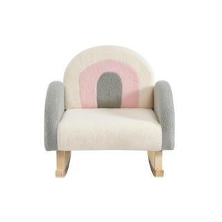 Vente-unique Fauteuil pour enfant à bascule en tissu bouclette crème, gris et rose ESLIDA  