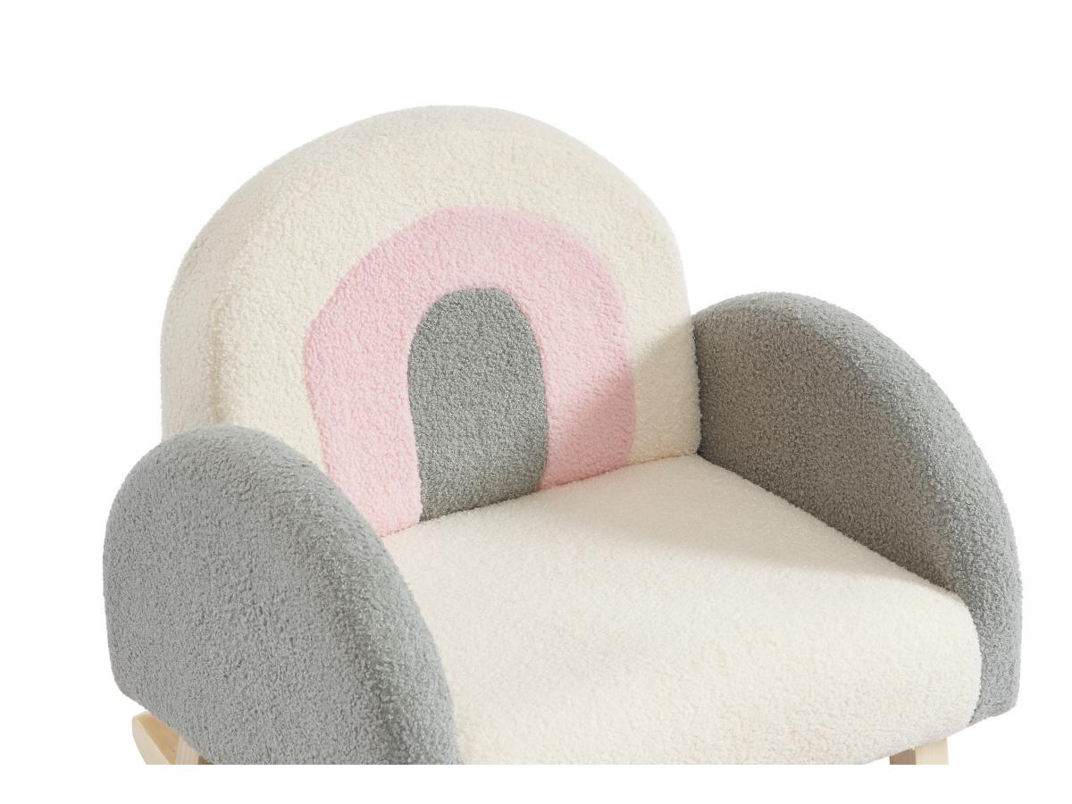 Vente-unique Poltrona per bambini a dondolo in Tessuto bouclette Panna, Grigio e Rosa - ESLIDA  