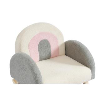 Vente-unique Schaukelsessel Kindersessel - Bouclé-Stoff - Cremefarben, Grau & Rosa - ESLIDA  