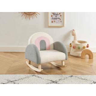 Vente-unique Fauteuil pour enfant à bascule en tissu bouclette crème, gris et rose ESLIDA  