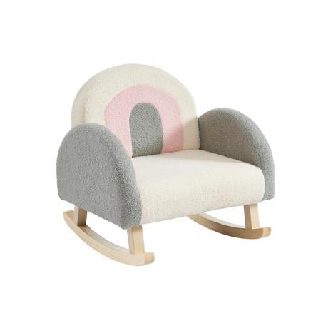 Vente-unique Fauteuil pour enfant à bascule en tissu bouclette crème, gris et rose ESLIDA  