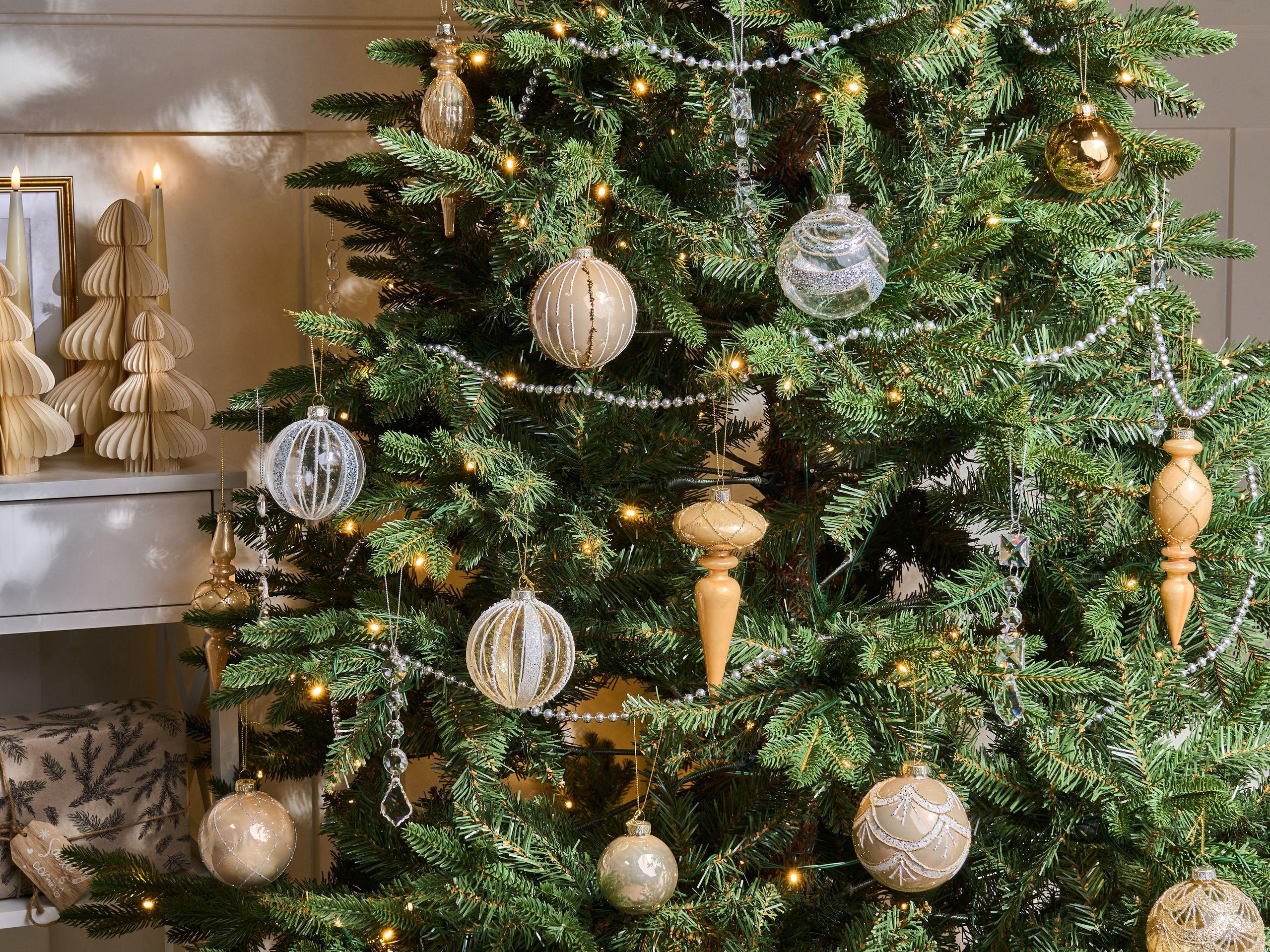 Beliani Weihnachtskugel 35er Set aus Glas Glamourös BLING  