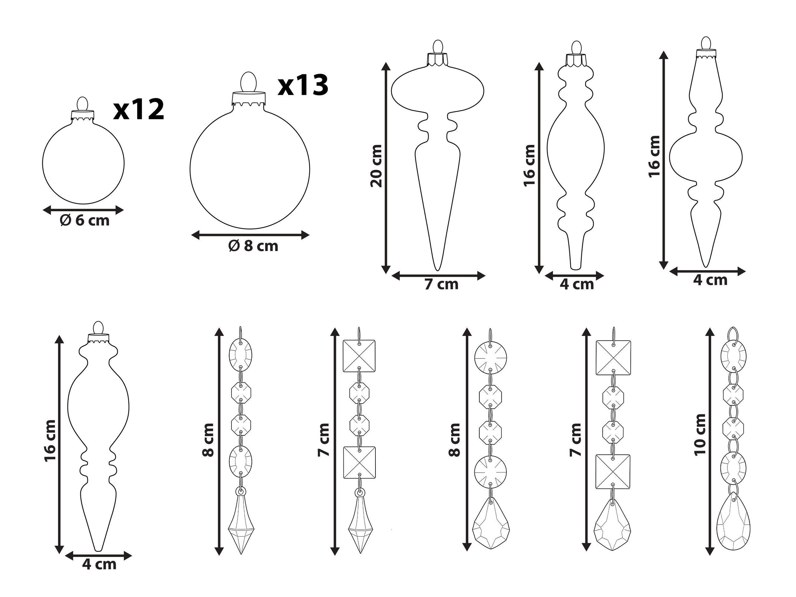 Beliani Weihnachtskugel 35er Set aus Glas Glamourös BLING  