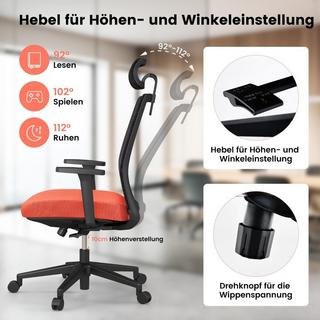 Northio Chaise de bureau ergonomique avec dossier, support lombaire et appui-tête 3D confortable jusqu'à 180 kg  