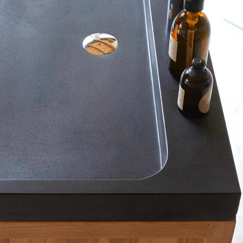 Tikamoon Badezimmermöbel aus massivem Teakholz und Lavastein 80 cm Edgar  