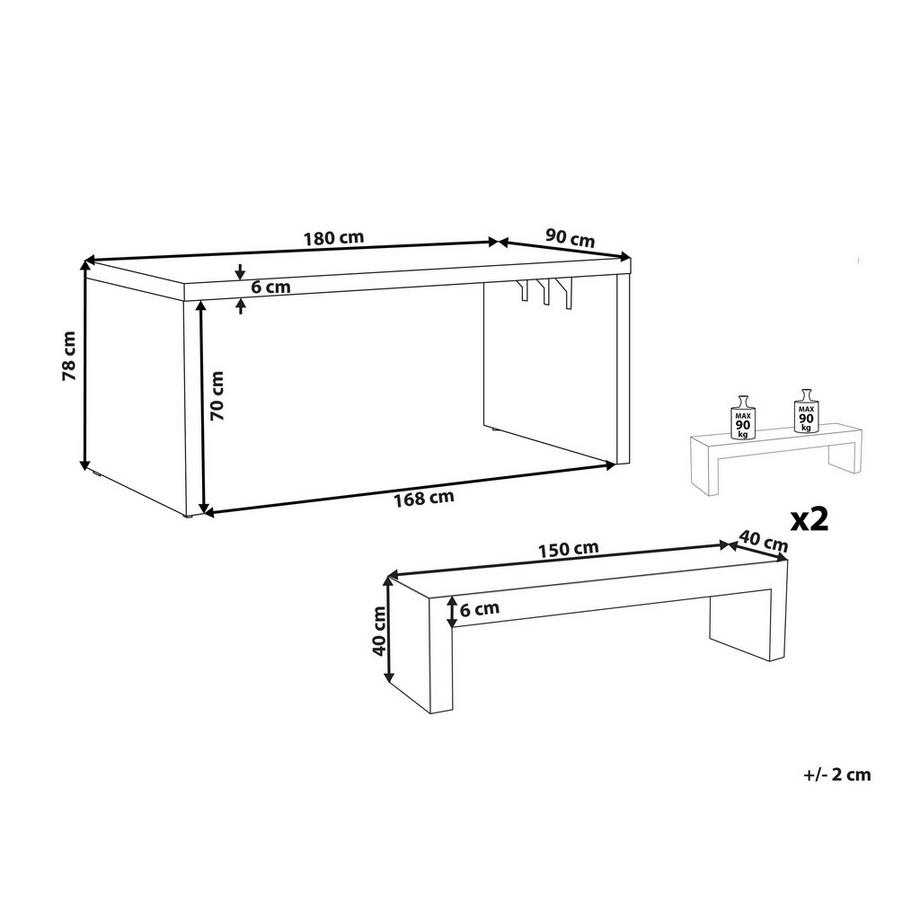 Beliani Garten-Essgruppe für 4 Personen aus Faserzement Industriell TARANTO  