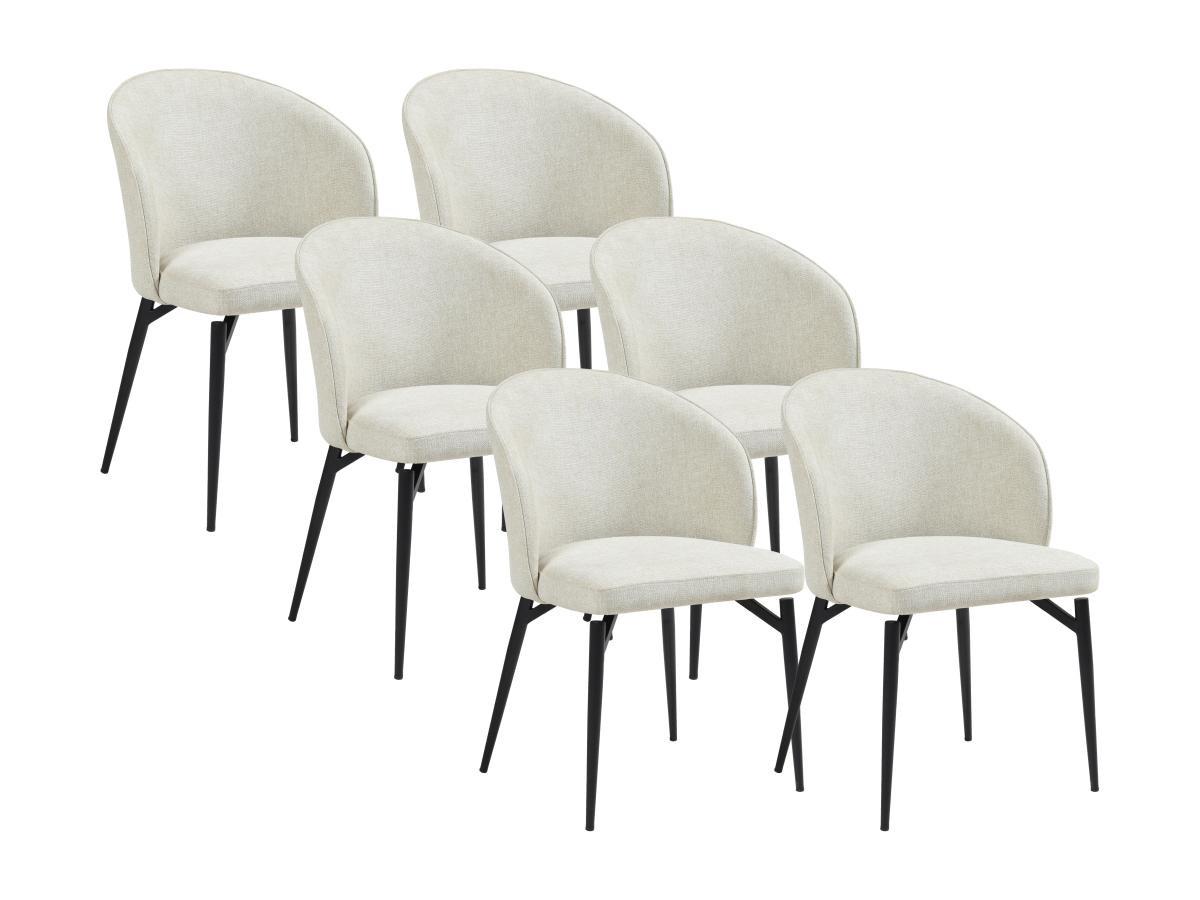 Vente-unique Lot de 6 chaises en tissu et métal - Crème - GILONA  