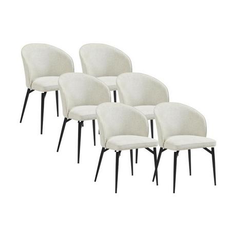 Vente-unique Lot de 6 chaises en tissu et métal - Crème - GILONA  