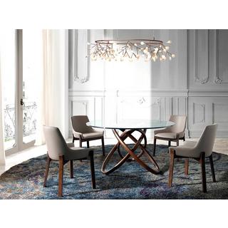 ANGEL CERDA Tavolo da pranzo rotonda vetro temperato e noce  