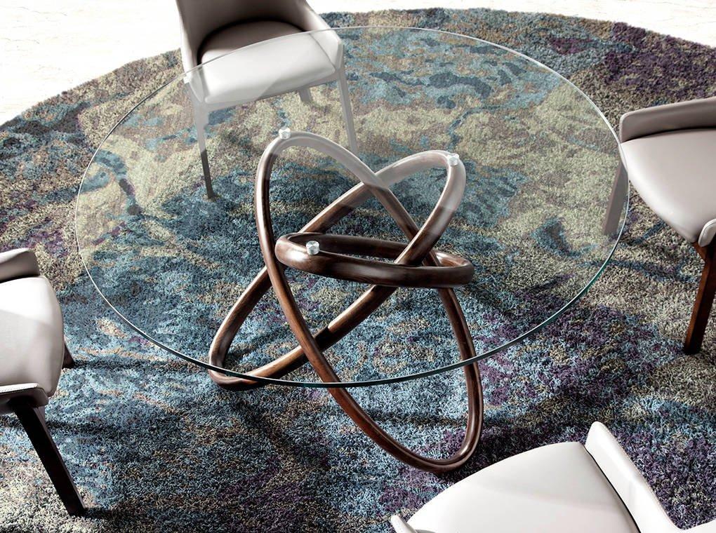 ANGEL CERDA Tavolo da pranzo rotonda vetro temperato e noce  