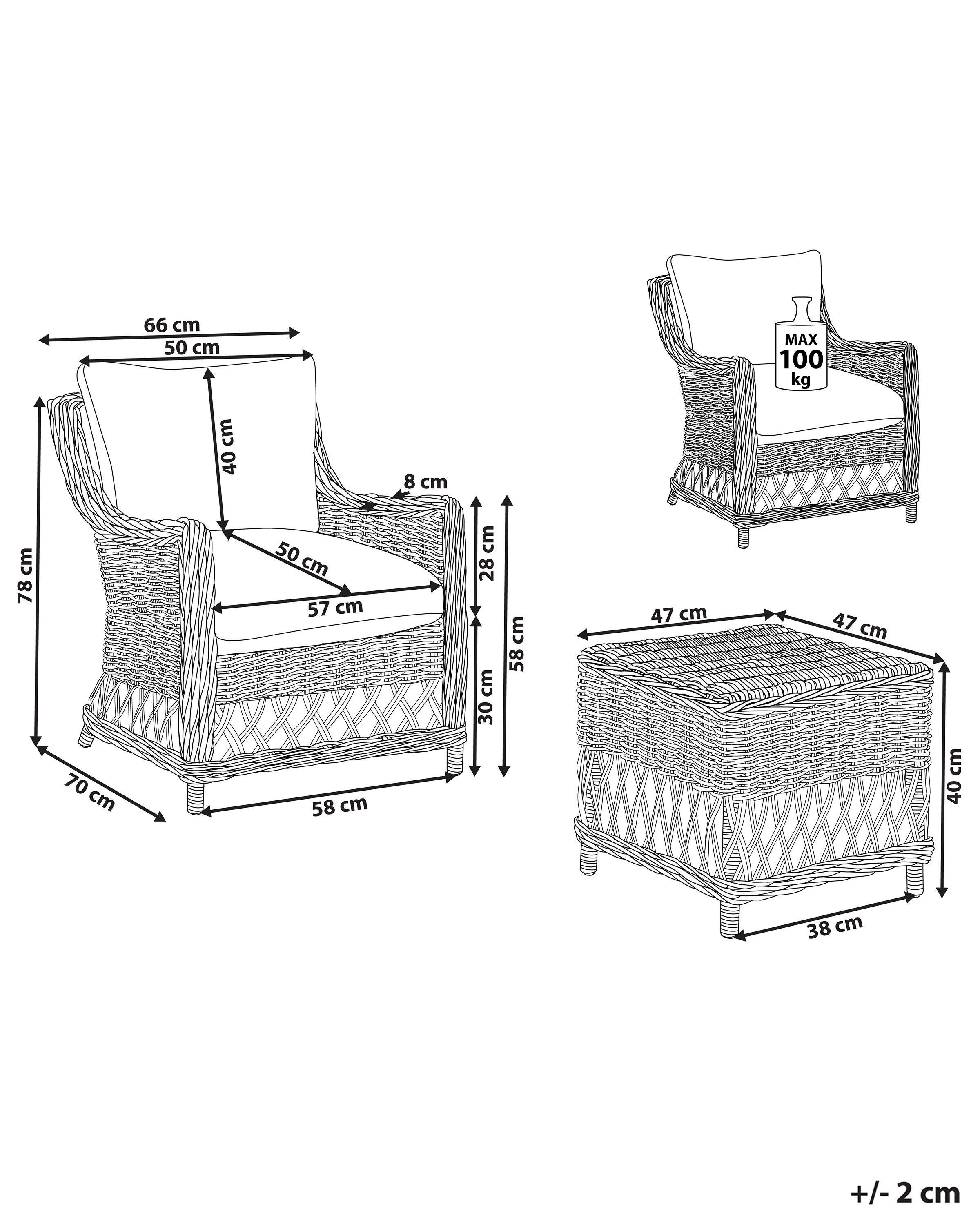 Beliani Set di 2 sedie en Rattan Classico RIBOLLA  