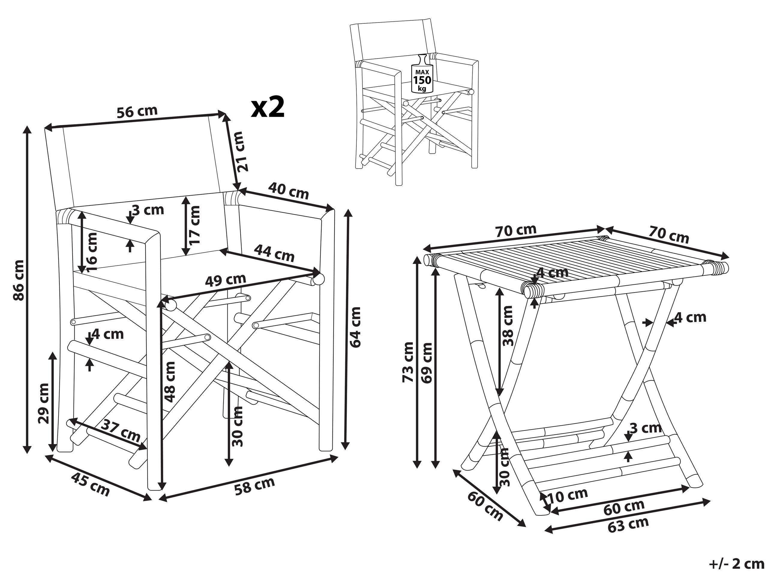 Beliani Bistro Set aus Bambusholz Retro MOLISE  