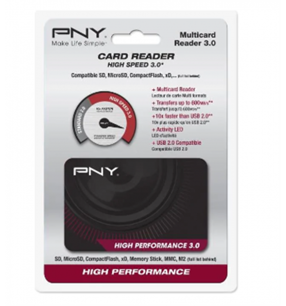 PNY  High Performance Reader 3.0 Kartenleser USB 3.2 Gen 1 (3.1 Gen 1) Schwarz 