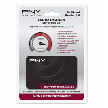 PNY  High Performance Reader 3.0 Kartenleser USB 3.2 Gen 1 (3.1 Gen 1) Schwarz 