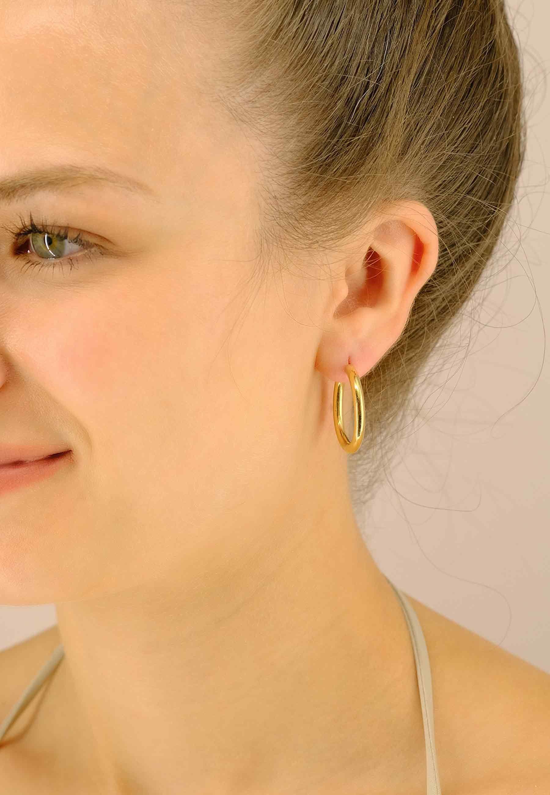 MUAU Schmuck  Creolen Gelbgold 750 Runddraht Scharnier 26mm 