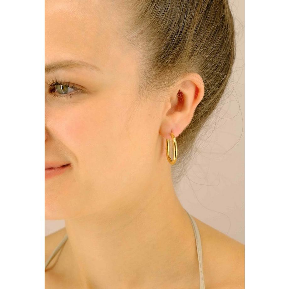 MUAU Schmuck  Creolen Gelbgold 750 Runddraht Scharnier 26mm 