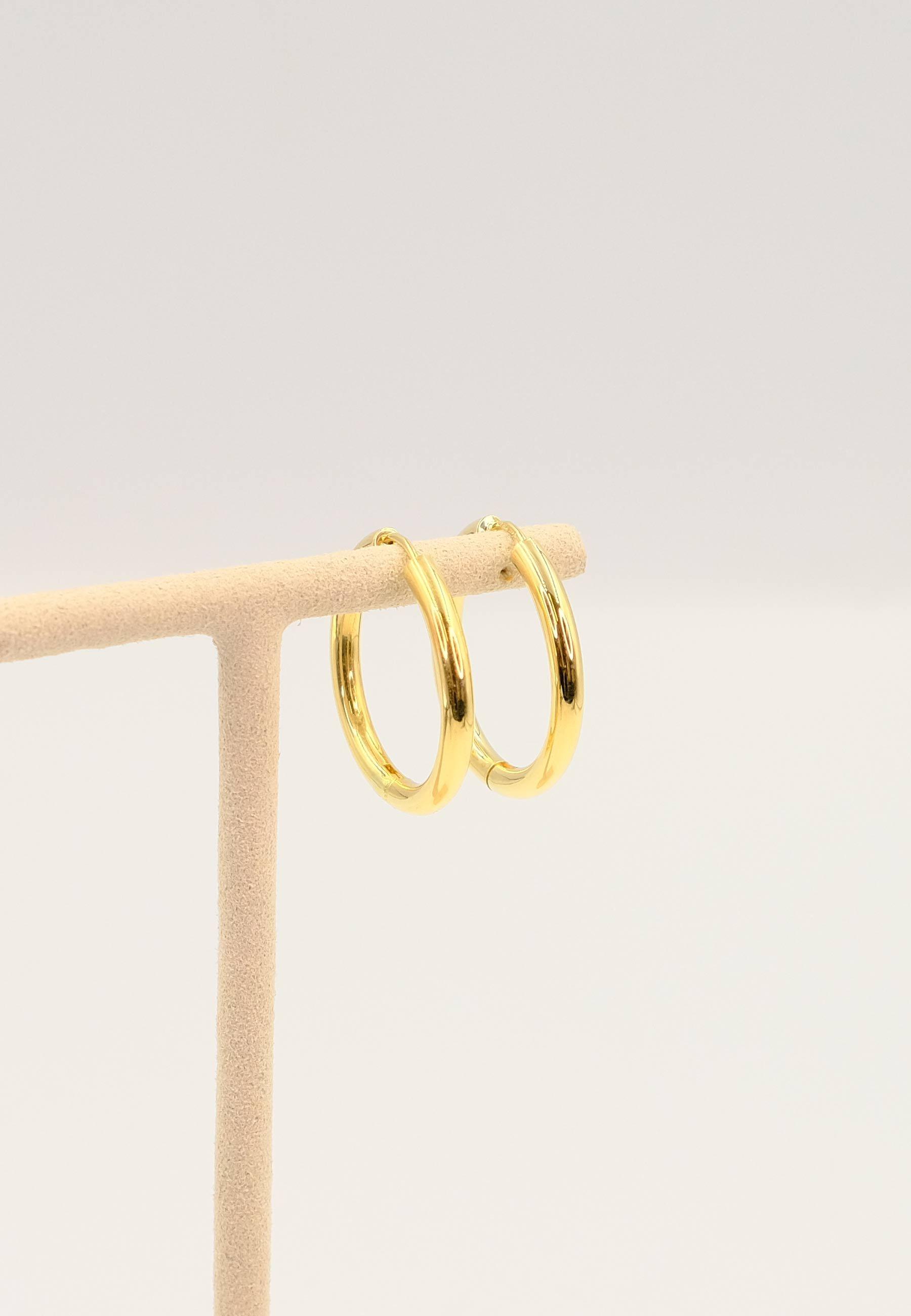 MUAU Schmuck  Creolen Gelbgold 750 Runddraht Scharnier 26mm 