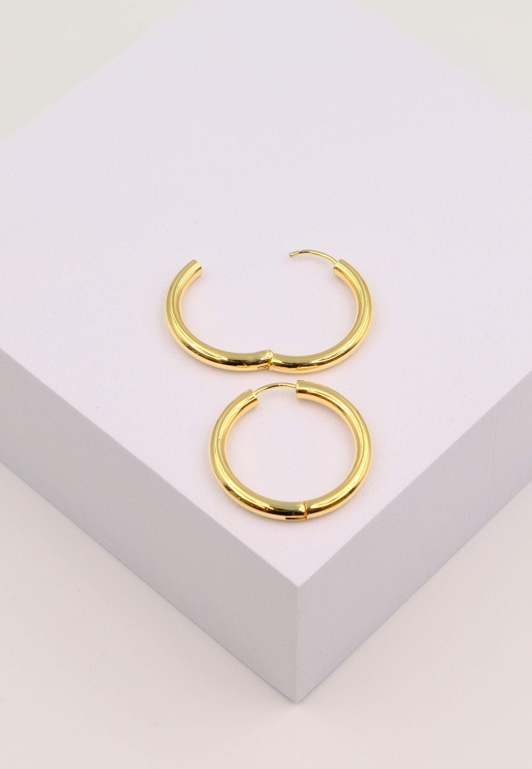 MUAU Schmuck  Creolen Gelbgold 750 Runddraht Scharnier 26mm 