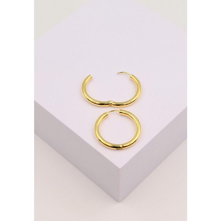 MUAU Schmuck  Creolen Gelbgold 750 Runddraht Scharnier 26mm 