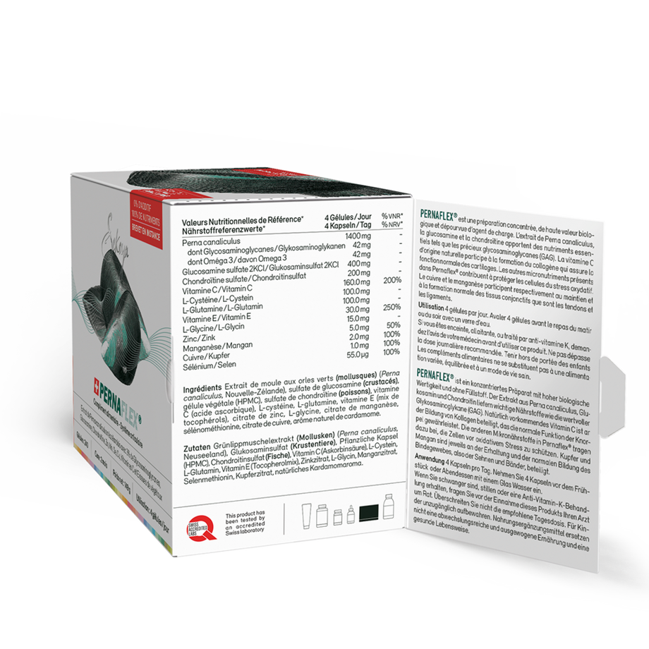Sekoya Swiss  Sekoya Swiss - Pernaflex 240 capsules | Perna canaliculus, Glucosamine, Chondroïtine | Soulage les douleurs articulaires 
