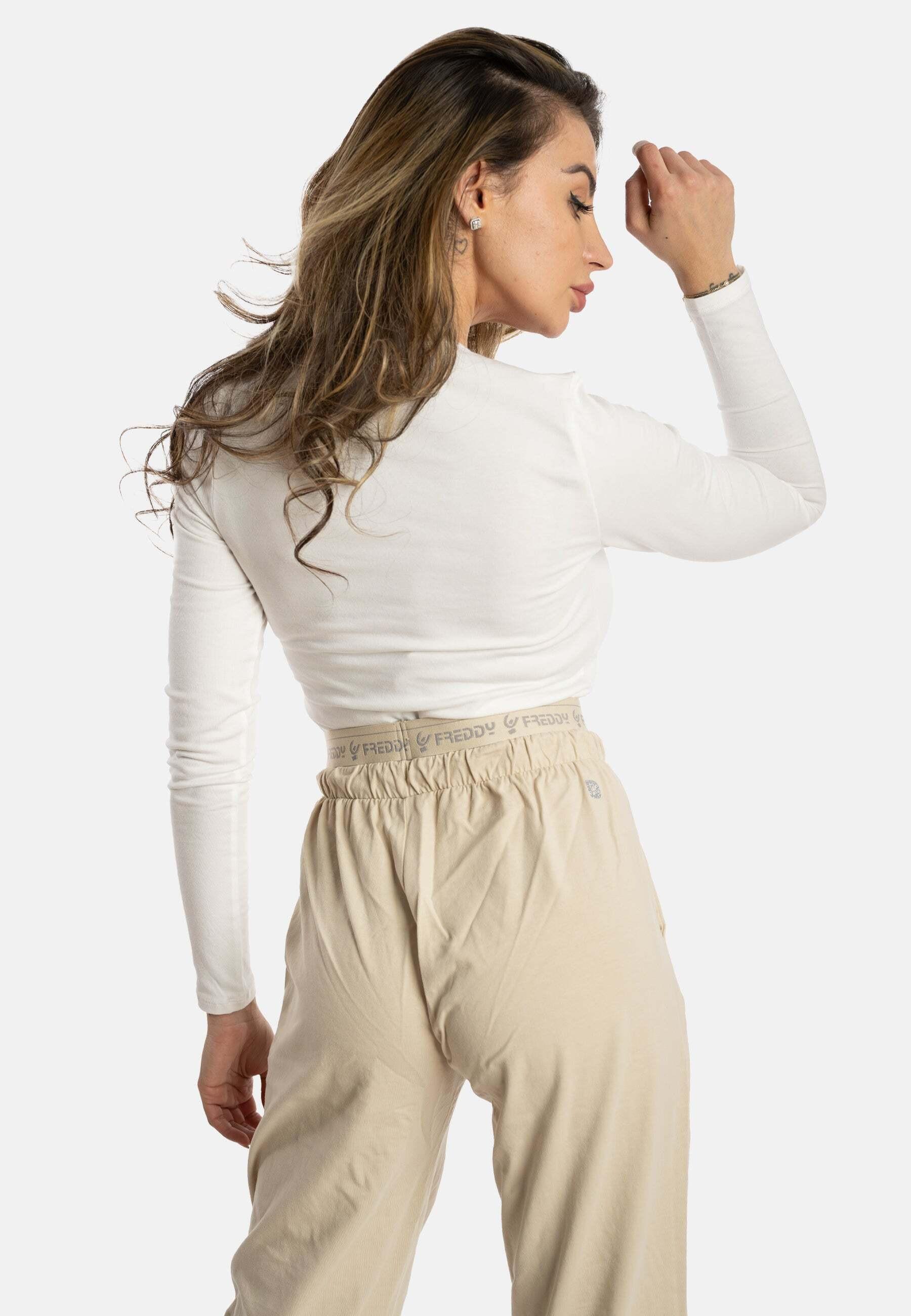 FREDDY Pantalone sportivo elasticizzato con elastico in vita con logo  