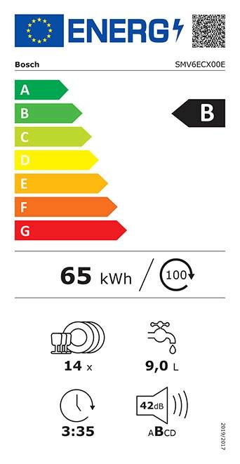 Bosch SMV6ECX00E - Insgesamt integrierter geschirrspüler 60 cm, B  