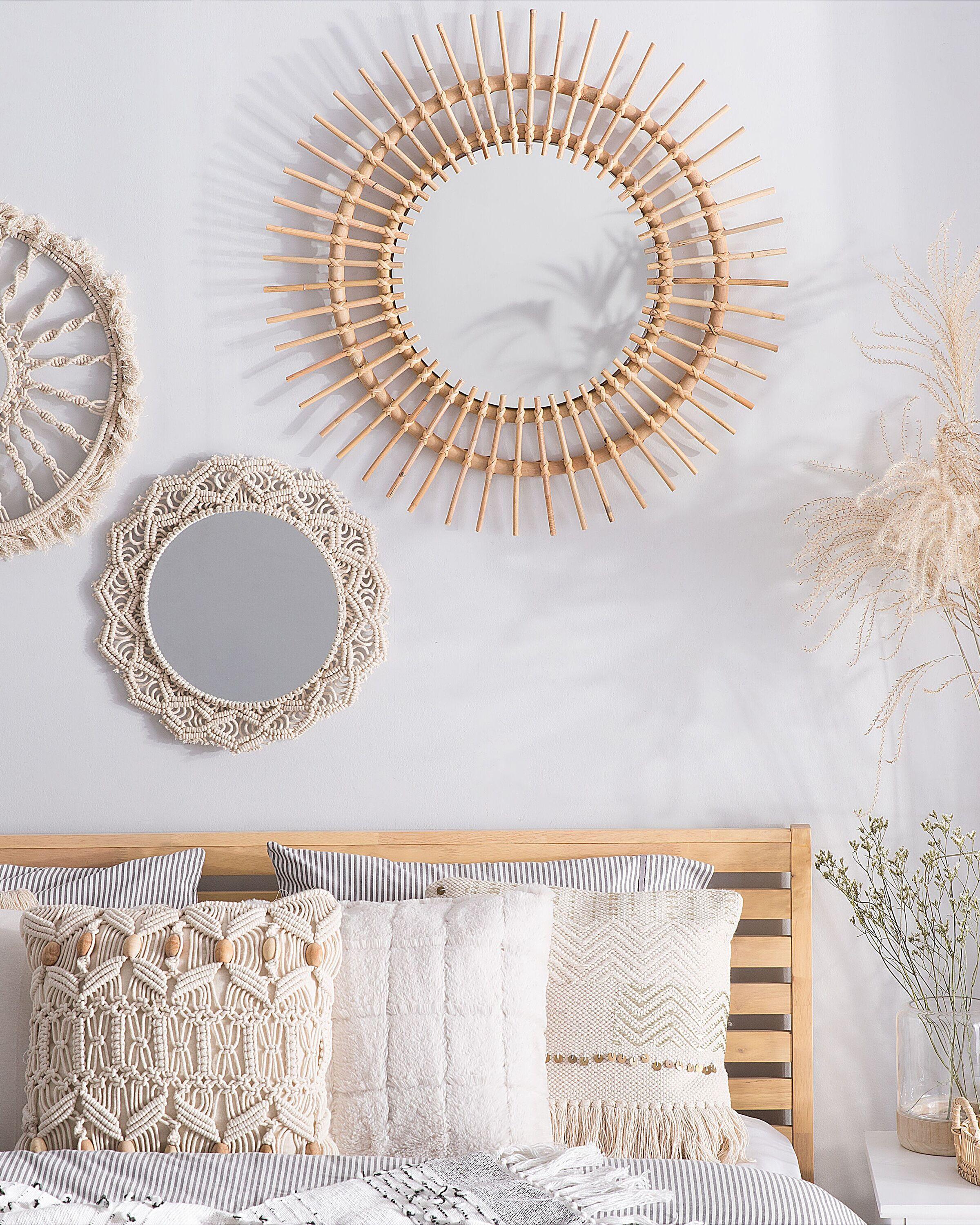 Beliani Wandspiegel aus Rattan Boho STENEN  