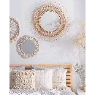 Beliani Wandspiegel aus Rattan Boho STENEN  