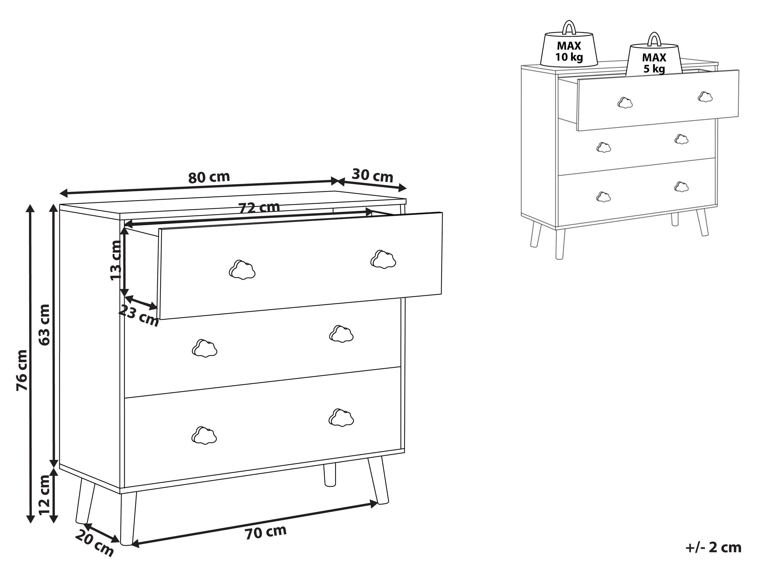 Beliani Commode à 3 tiroirs en MDF Moderne CLOUDY  