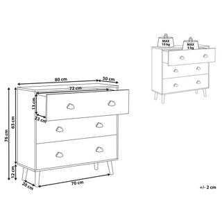 Beliani Commode à 3 tiroirs en MDF Moderne CLOUDY  